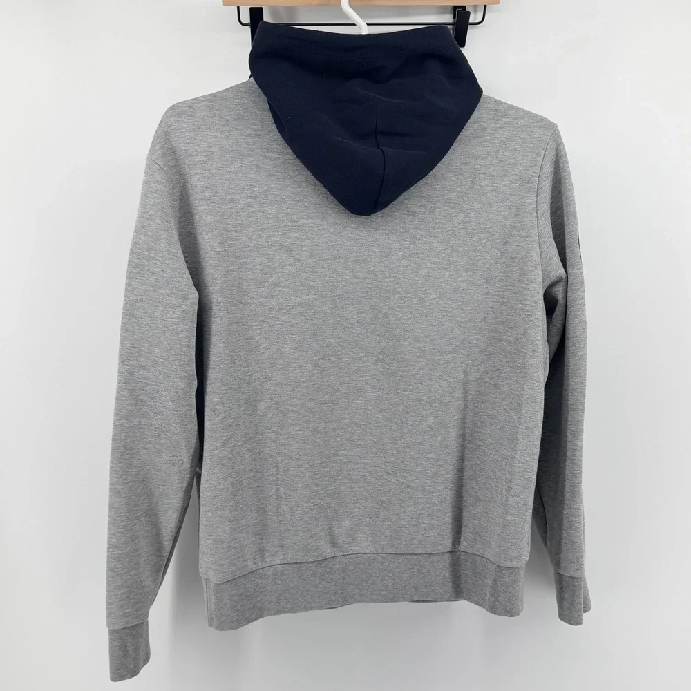 Polo Ralph Lauren Colorblock Hoodie Graphic Sleeve Pullover Gray Navy Large
